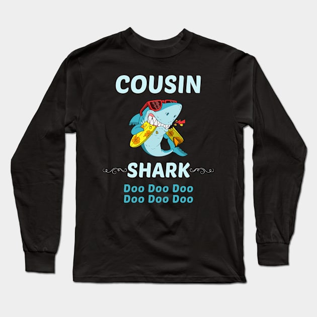 Family Shark 1 COUSIN Long Sleeve T-Shirt by blakelan128